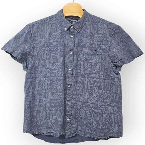 Chubbies Mens XXL,‎ 2XL Aztec Print Short Sleeve Navy Blue Shirt Cotton Linen - Picture 2 of 7